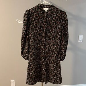 Topshop Black Floral Long Sleeve Dress